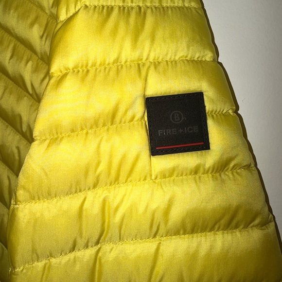 Bogner Yellow and Navy Blue Quilted Puffer Jacket - Picture 2 of 6
